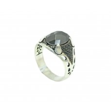 Handmade Unisex Ring 925 Sterling Silver Black Marcasites Black Zircon Stone - 8